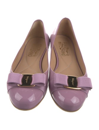 Salvatore Ferragamo Vara Bow Accent Patent Leather Ballet Flats