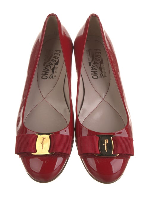 Salvatore Ferragamo Vara Bow Accent Patent Leather Ballet Flats