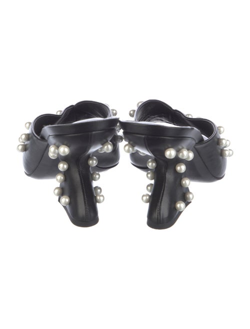 Salvatore Ferragamo Faux Pearl Accents Leather Slides