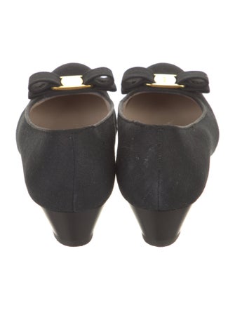 Salvatore Ferragamo Canvas Bow Accents Pumps