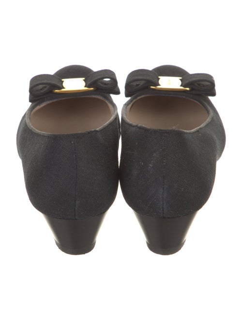 Salvatore Ferragamo Canvas Bow Accents Pumps