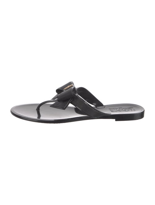 Salvatore Ferragamo Rubber Bow Accents Slides