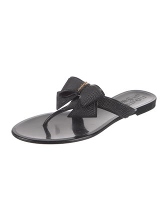 Salvatore Ferragamo Rubber Bow Accents Slides