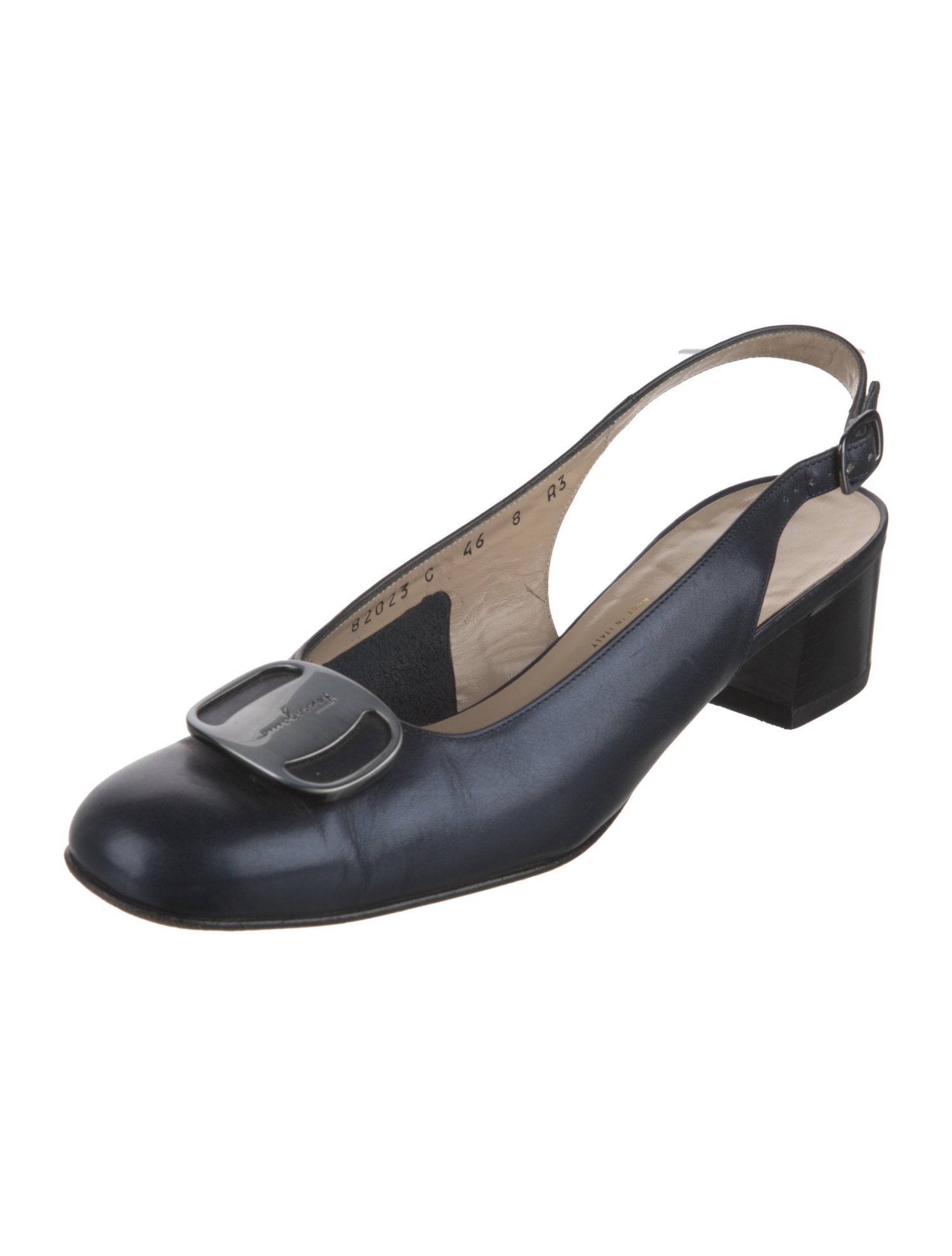 Salvatore Ferragamo Gancio Logo Leather Slingback Pumps