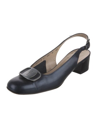 Salvatore Ferragamo Gancio Logo Leather Slingback Pumps