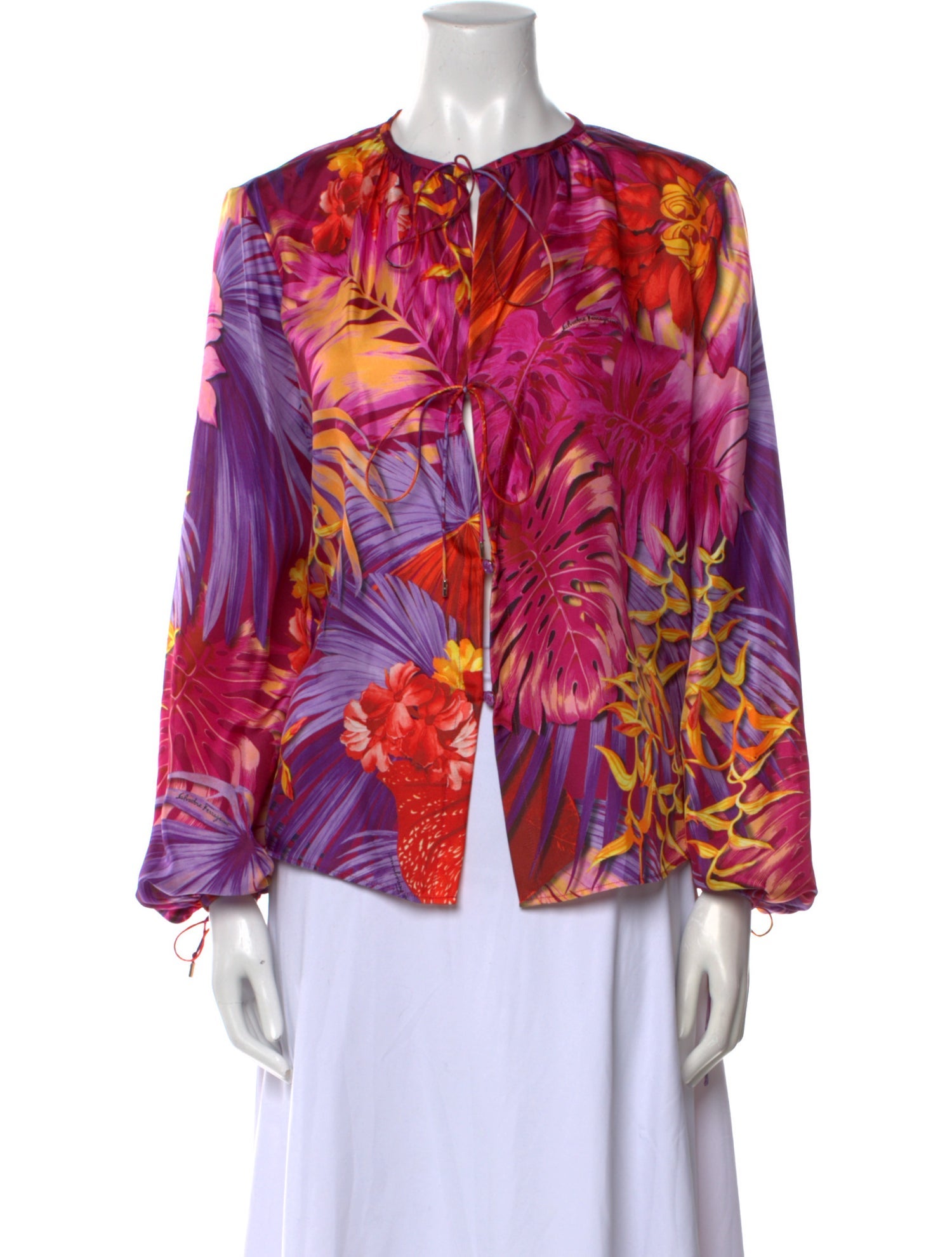 Salvatore Ferragamo Silk Floral Print Blouse