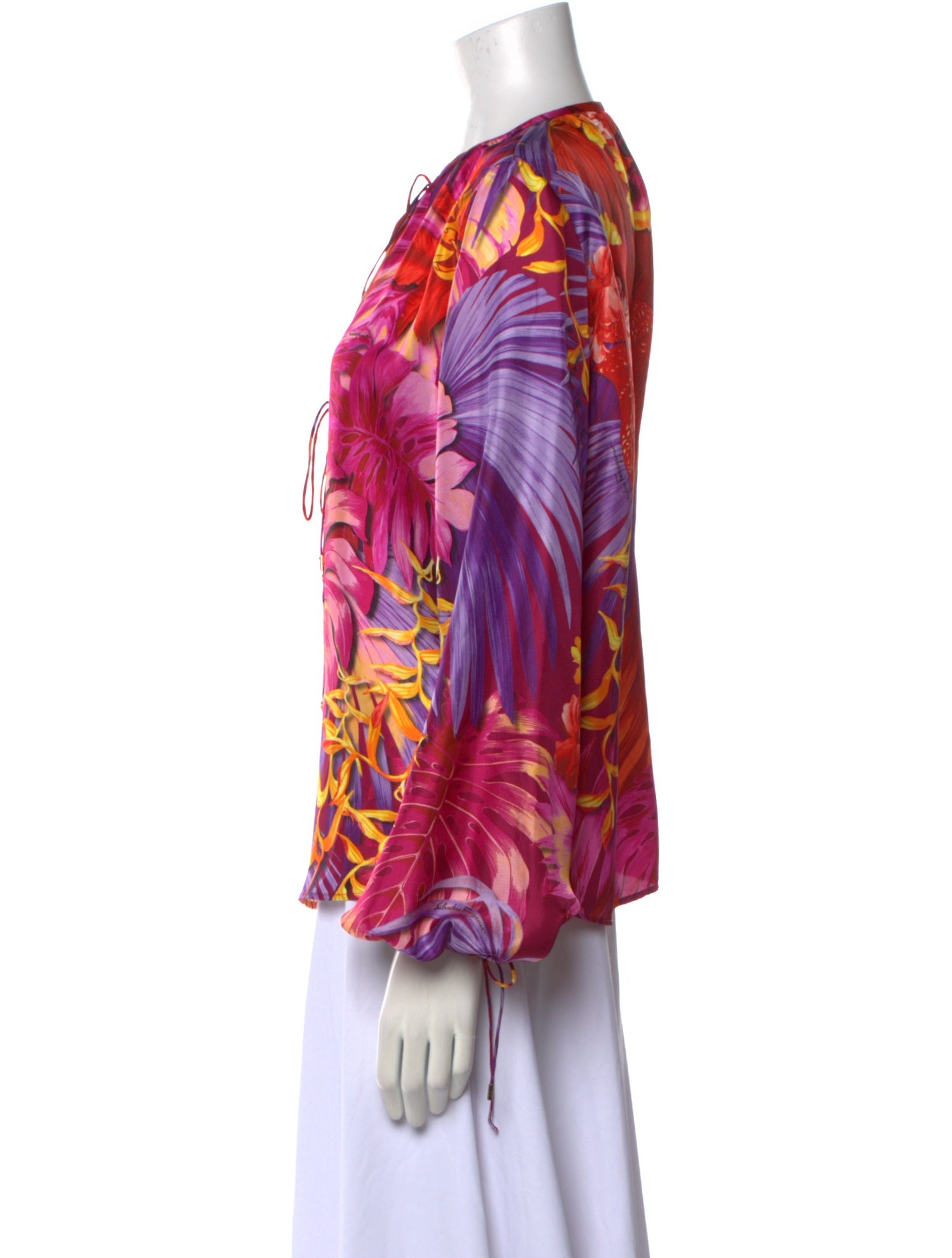 Salvatore Ferragamo Silk Floral Print Blouse