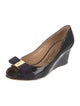 Salvatore Ferragamo Patent Leather Bow Accents Pumps