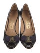 Salvatore Ferragamo Patent Leather Bow Accents Pumps