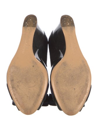 Salvatore Ferragamo Patent Leather Bow Accents Pumps