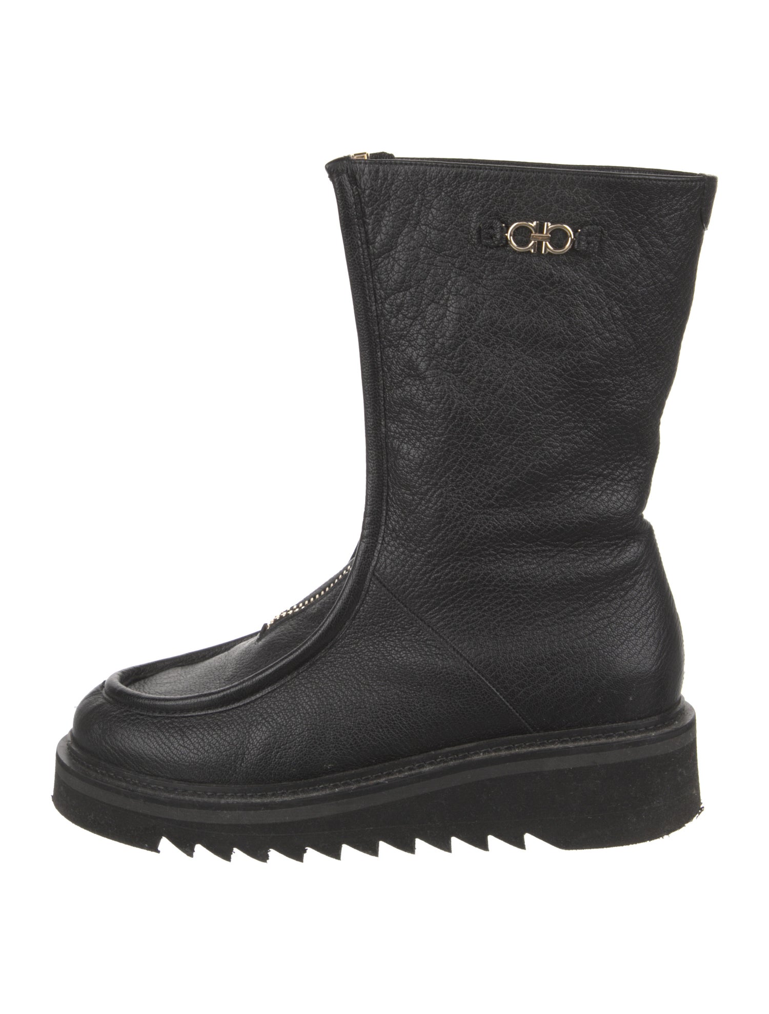 Salvatore Ferragamo Leather Moto Boots