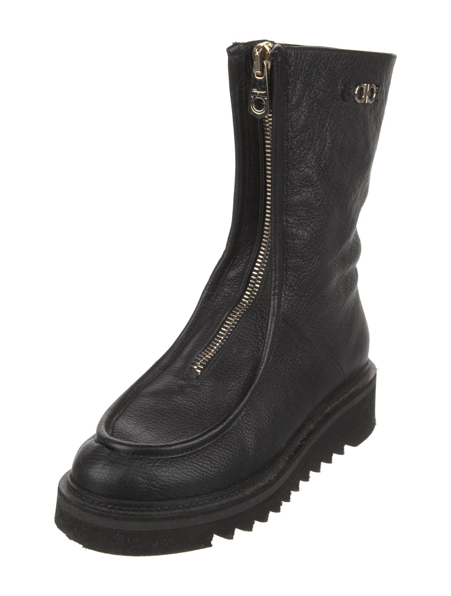 Salvatore Ferragamo Leather Moto Boots