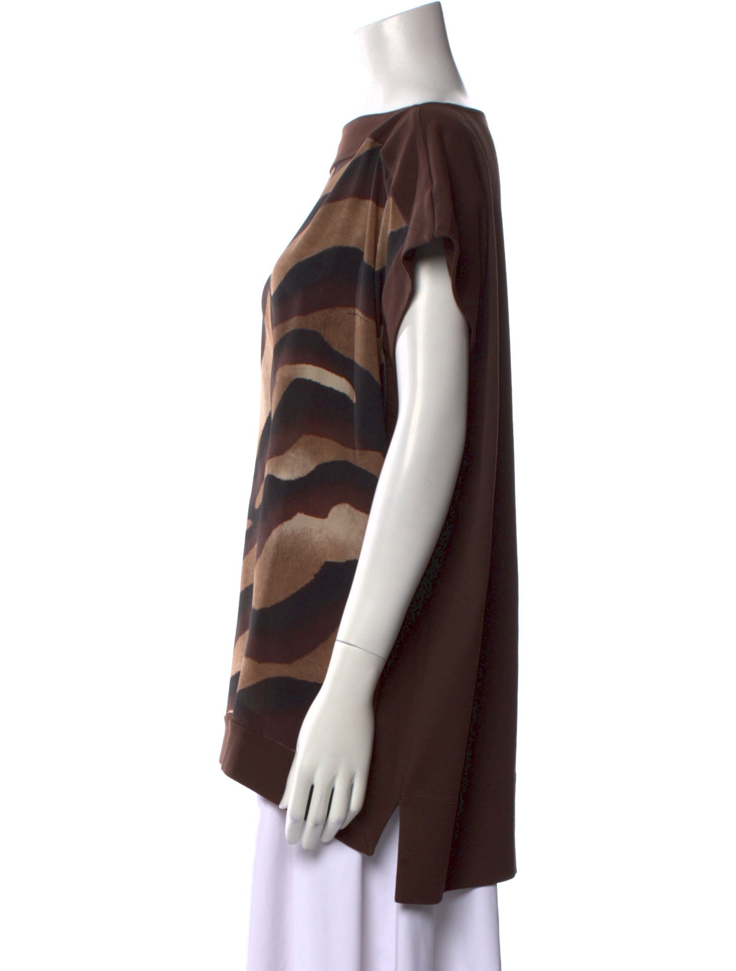 Salvatore Ferragamo Animal Print Bateau Neckline Top