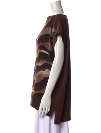 Salvatore Ferragamo Animal Print Bateau Neckline Top