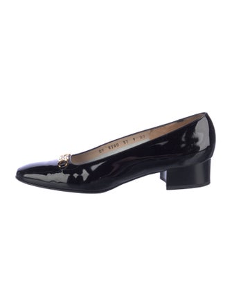Salvatore Ferragamo Patent Leather Bow Accents Pumps