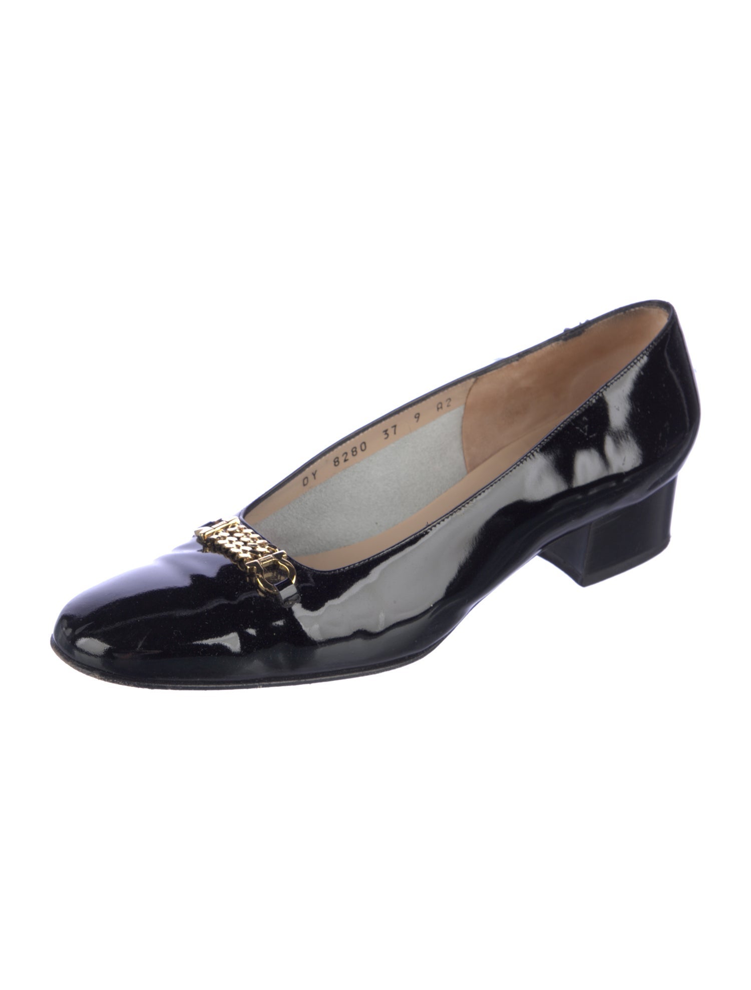 Salvatore Ferragamo Patent Leather Bow Accents Pumps