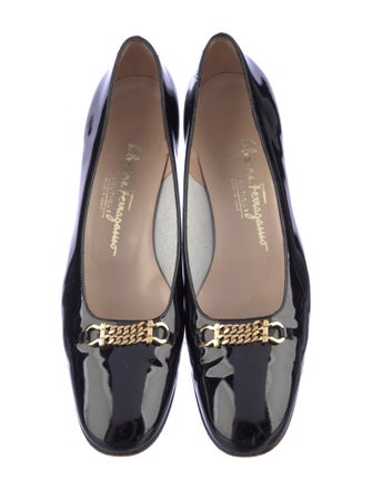 Salvatore Ferragamo Patent Leather Bow Accents Pumps