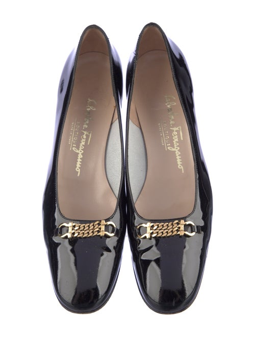 Salvatore Ferragamo Patent Leather Bow Accents Pumps