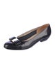 Salvatore Ferragamo Leather Bow Accents Ballet Flats