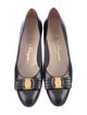 Salvatore Ferragamo Leather Bow Accents Ballet Flats