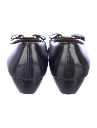 Salvatore Ferragamo Leather Bow Accents Ballet Flats