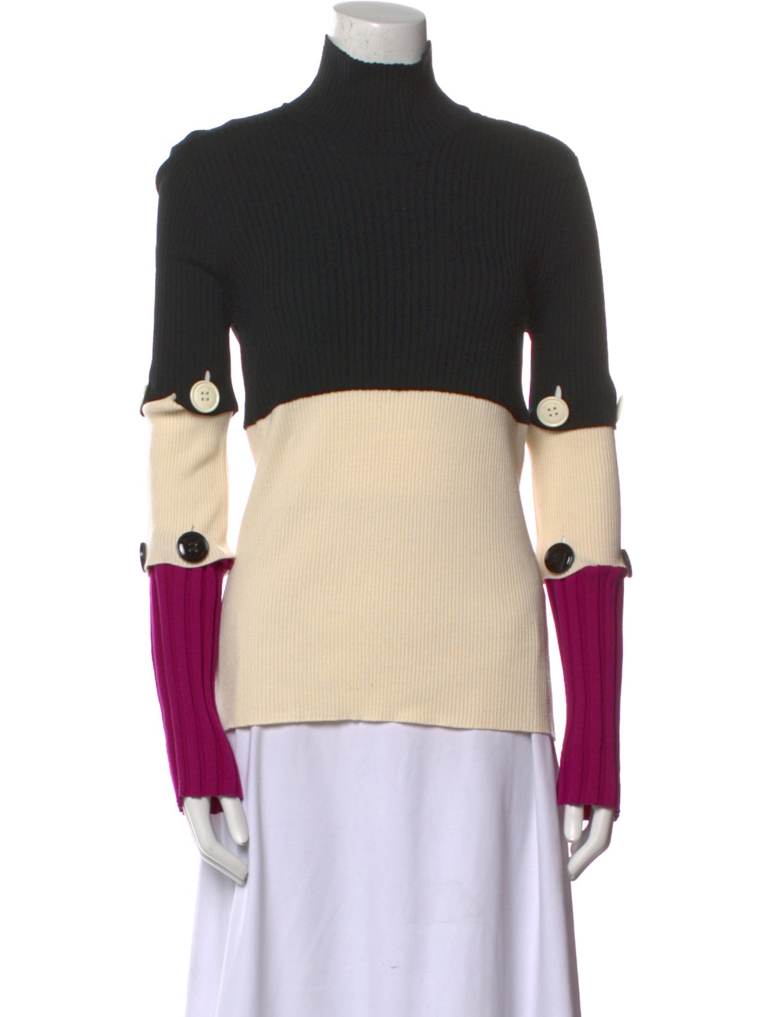 Salvatore Ferragamo Virgin Wool Colorblock Pattern Top
