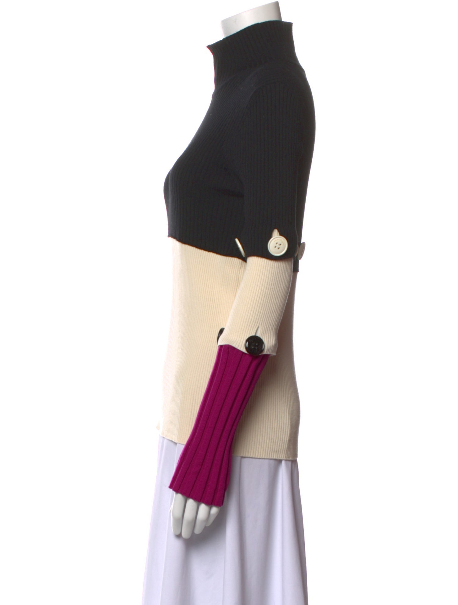 Salvatore Ferragamo Virgin Wool Colorblock Pattern Top