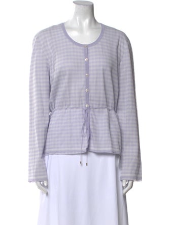 Salvatore Ferragamo Plaid Print Scoop Neck Top