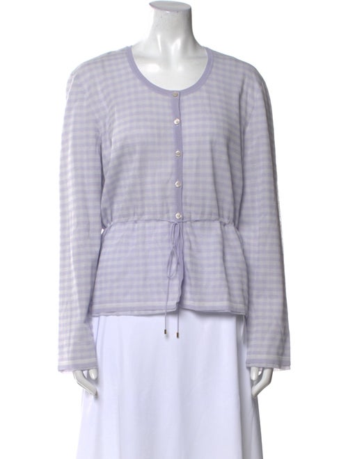 Salvatore Ferragamo Plaid Print Scoop Neck Top