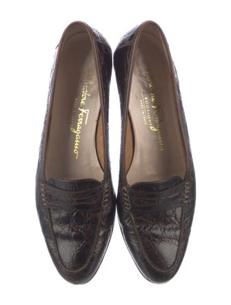 Salvatore Ferragamo Embossed Leather Animal Print Flats