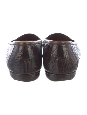 Salvatore Ferragamo Embossed Leather Animal Print Flats