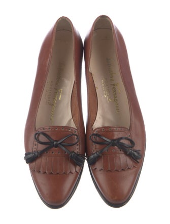 Salvatore Ferragamo Leather Tassel Accents Ballet Flats