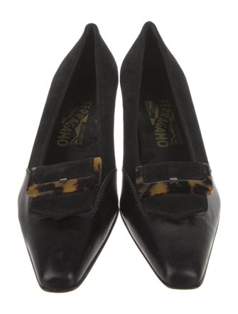 Salvatore Ferragamo Suede Mesh Accents Pumps