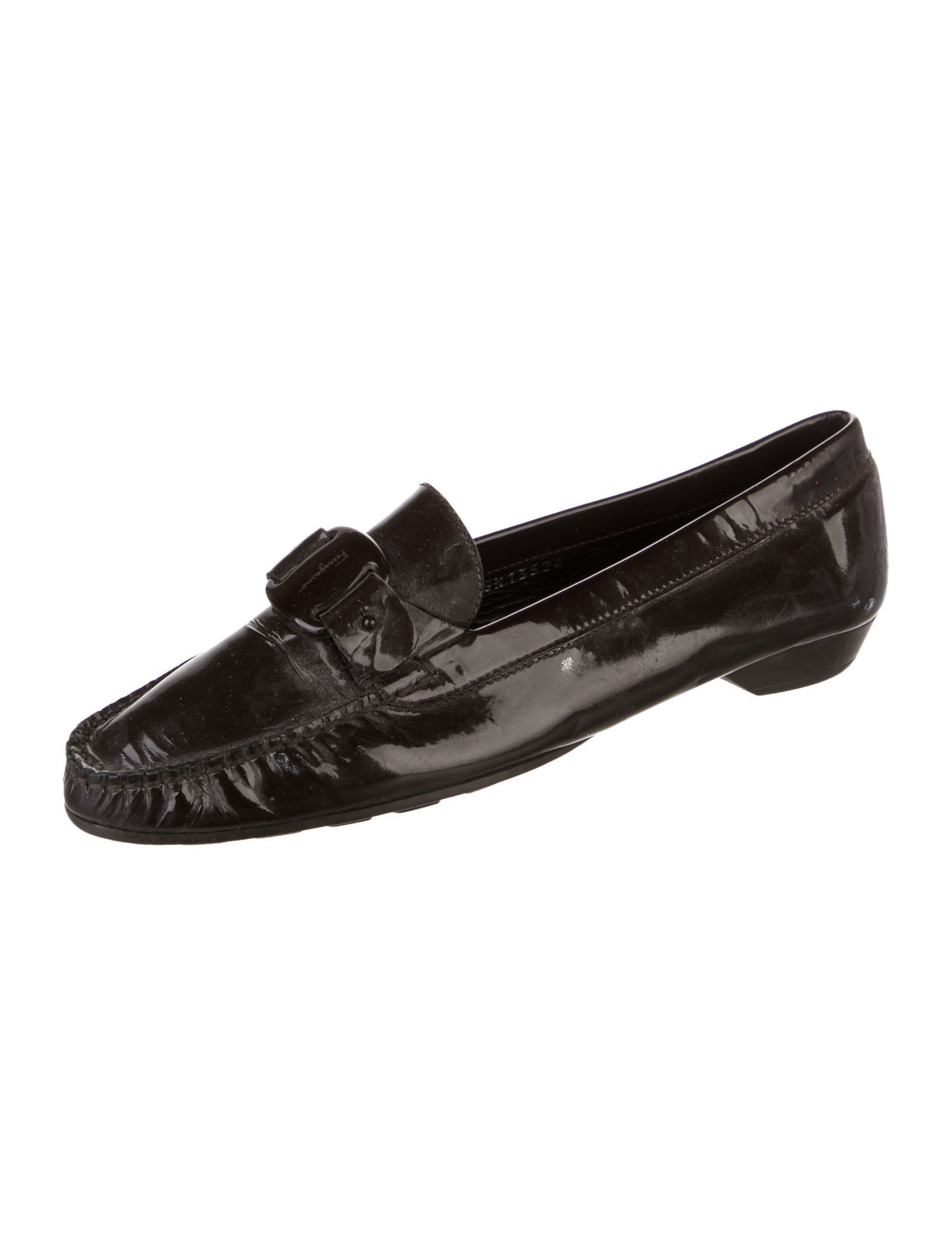 Salvatore Ferragamo Patent Leather Animal Print Loafers