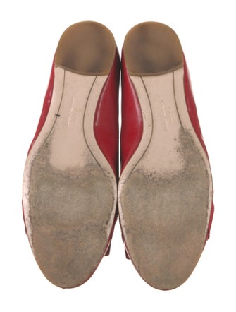 Salvatore Ferragamo Patent Leather Bow Accents Ballet Flats