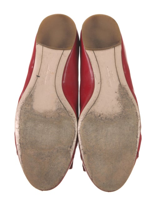 Salvatore Ferragamo Patent Leather Bow Accents Ballet Flats