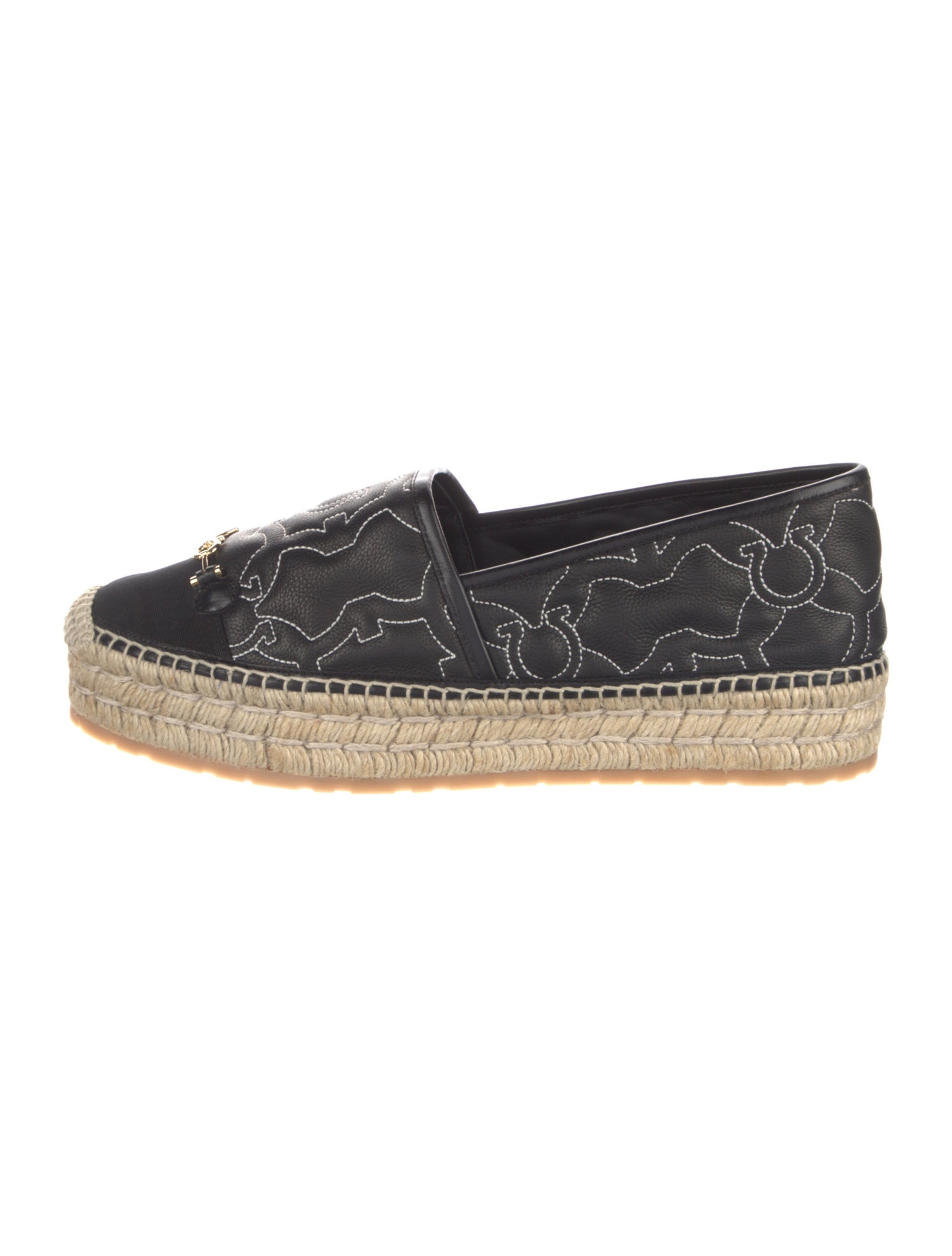 Salvatore Ferragamo Gancini Logo Leather Espadrilles