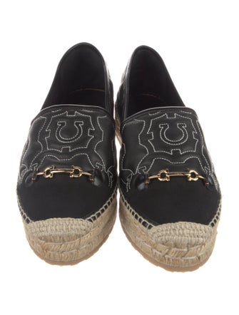Salvatore Ferragamo Gancini Logo Leather Espadrilles