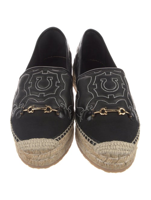 Salvatore Ferragamo Gancini Logo Leather Espadrilles
