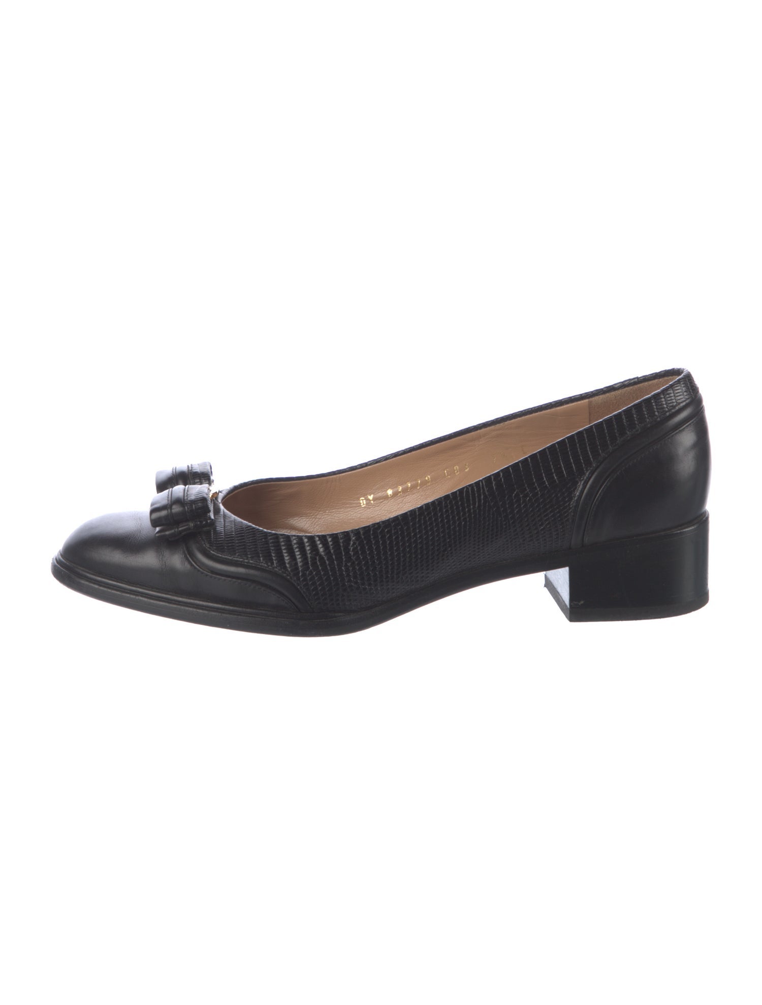 Salvatore Ferragamo Vara Bow Accent Embossed Leather Pumps