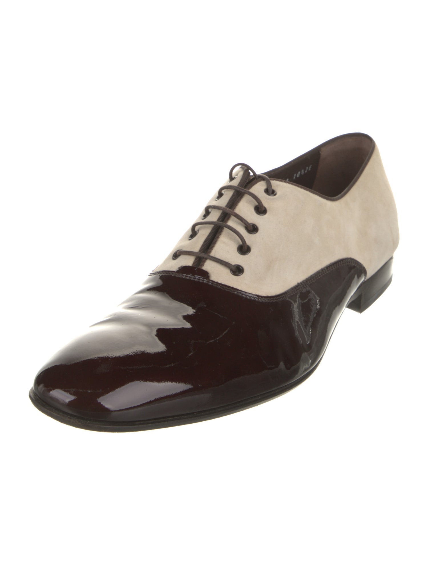 Salvatore Ferragamo Patent Leather Colorblock Pattern Spectators