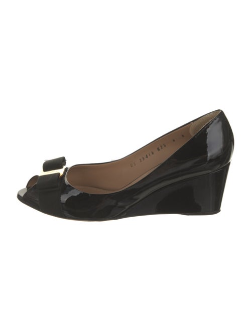 Salvatore Ferragamo Patent Leather Bow Accents Pumps