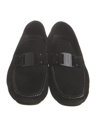 Salvatore Ferragamo Gancini Logo Suede Moccasins