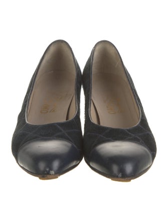 Salvatore Ferragamo Quilted Pattern Suede Pumps