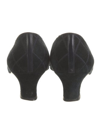 Salvatore Ferragamo Quilted Pattern Suede Pumps