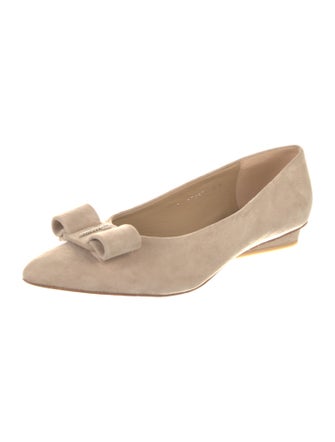 Salvatore Ferragamo Suede Bow Accents Flats