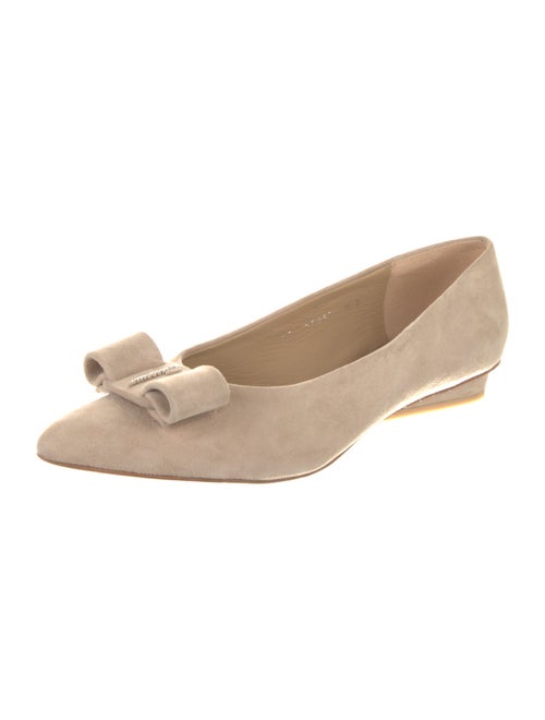 Salvatore Ferragamo Suede Bow Accents Flats