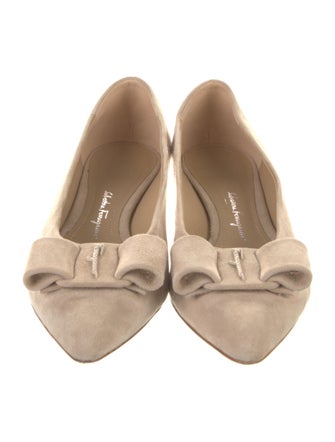 Salvatore Ferragamo Suede Bow Accents Flats