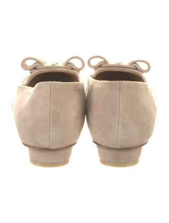 Salvatore Ferragamo Suede Bow Accents Flats