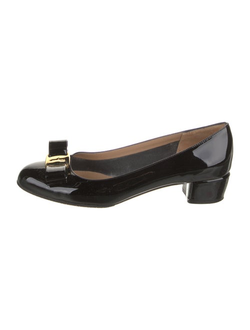 Salvatore Ferragamo Patent Leather Bow Accents Pumps